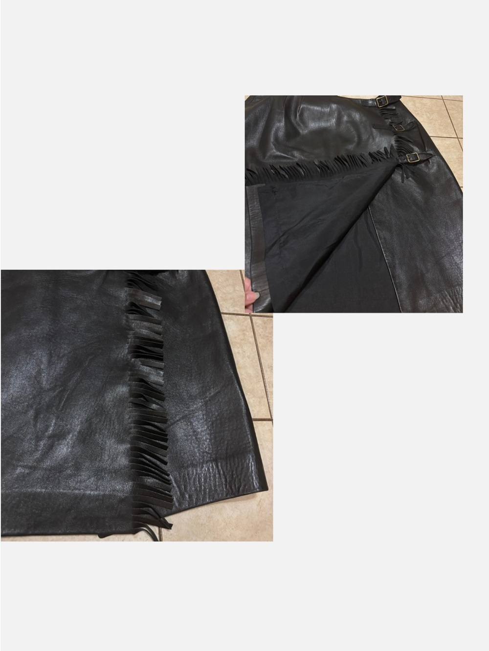 Ralph Lauren Collection Black Leather Wrap Fringe Skirt SZ 10 VTG
RARE Western - Picture 4 of 10